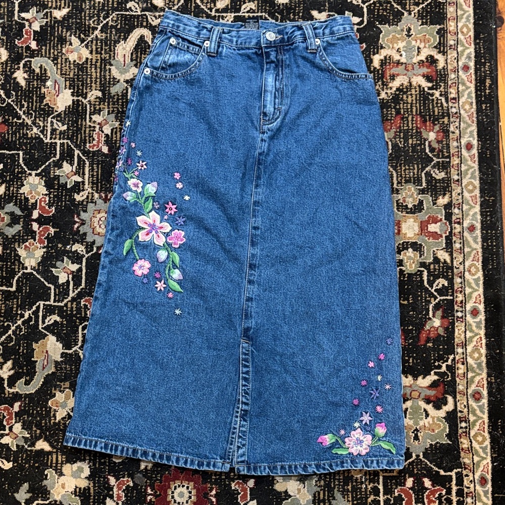 Blue Jean with embroidery skirt